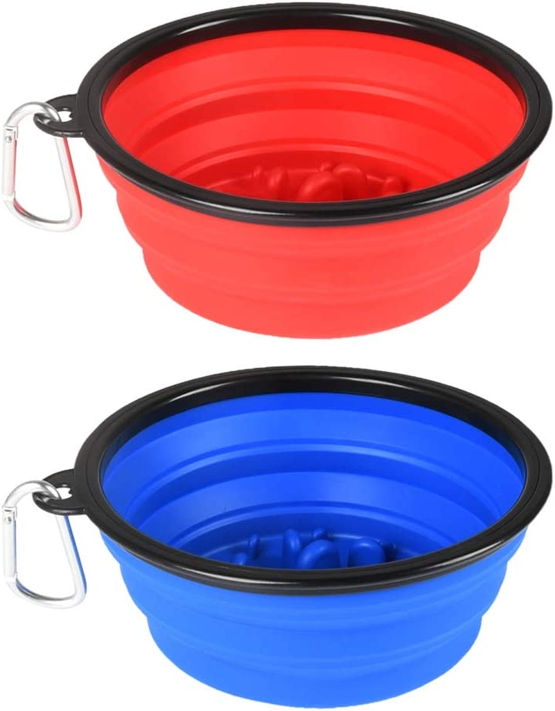 Collapsible Dog Travel Bowls — 34oz, 2 Pack with Carabiner Clips