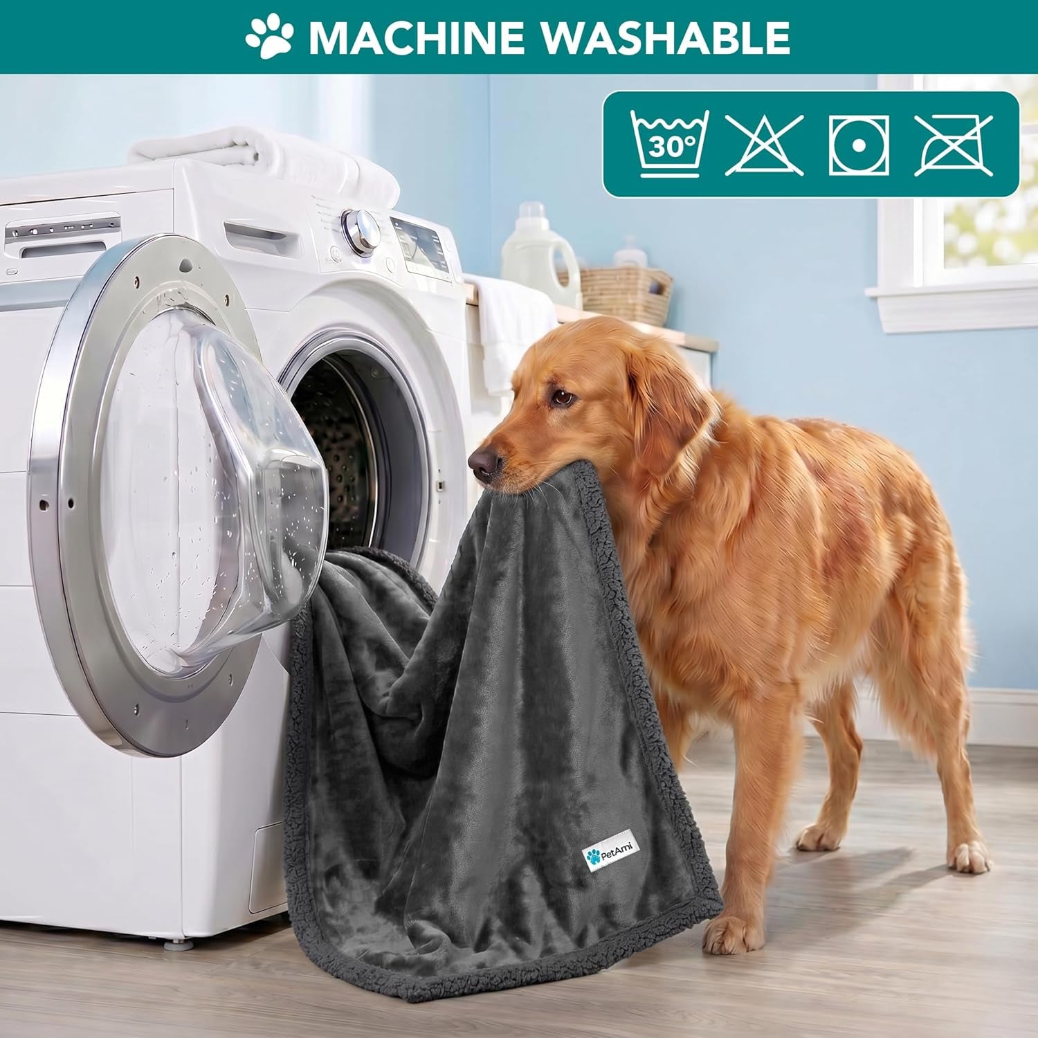 Reversible Soft Sherpa Fleece Dog Blanket for Medium to Large Pets, Plush Couch Cover and Car Seat Protector, Machine Washable, 80x60, Solid Dark Gray