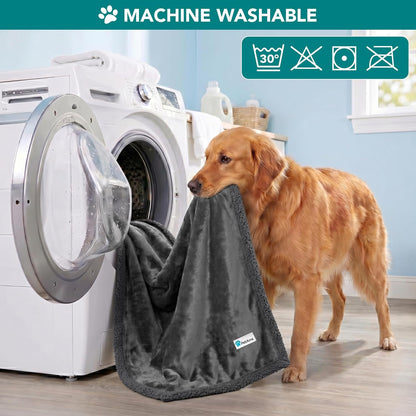 Reversible Soft Sherpa Fleece Dog Blanket for Medium to Large Pets, Plush Couch Cover and Car Seat Protector, Machine Washable, 80x60, Solid Dark Gray