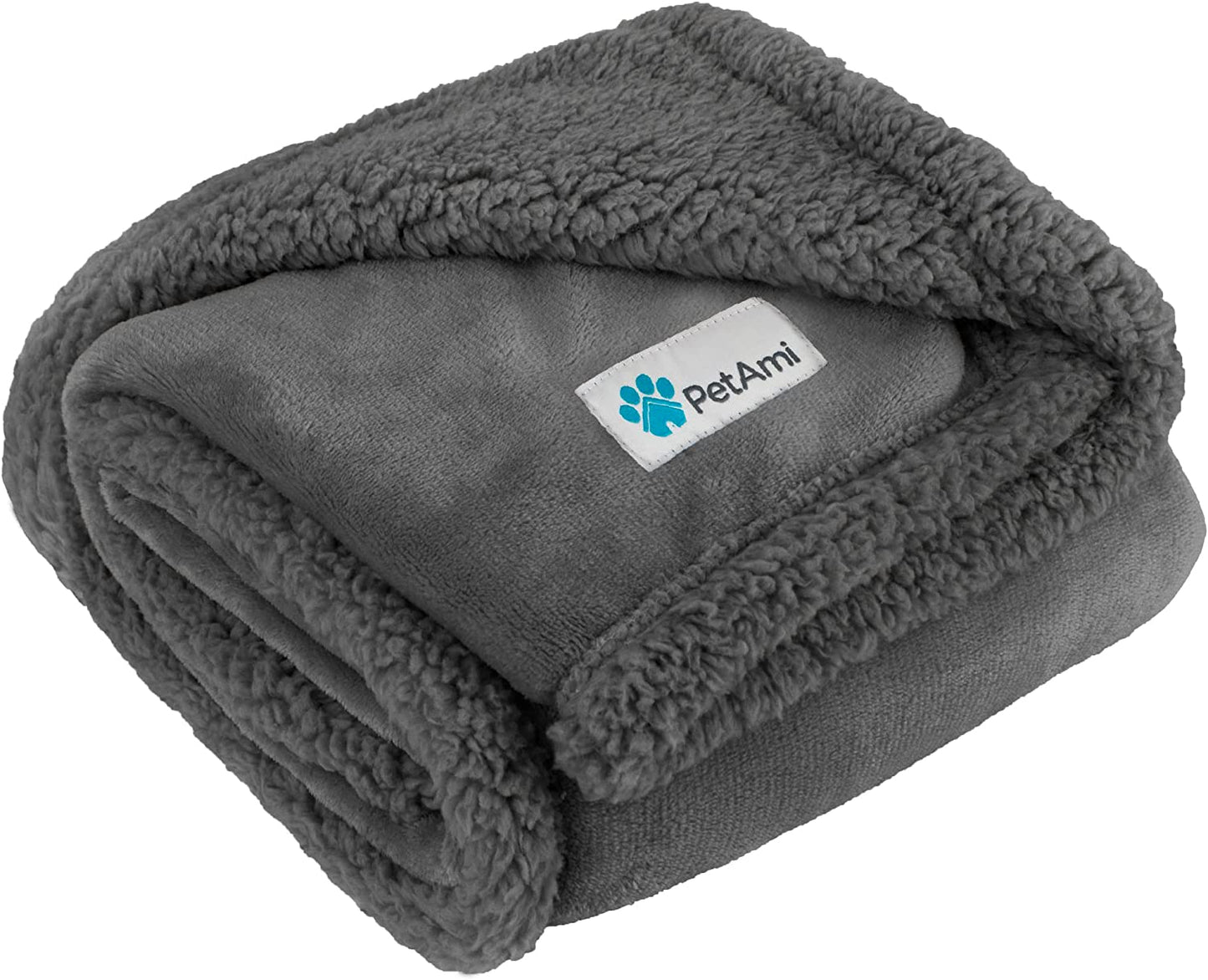 Reversible Soft Sherpa Fleece Dog Blanket for Medium to Large Pets, Plush Couch Cover and Car Seat Protector, Machine Washable, 80x60, Solid Dark Gray