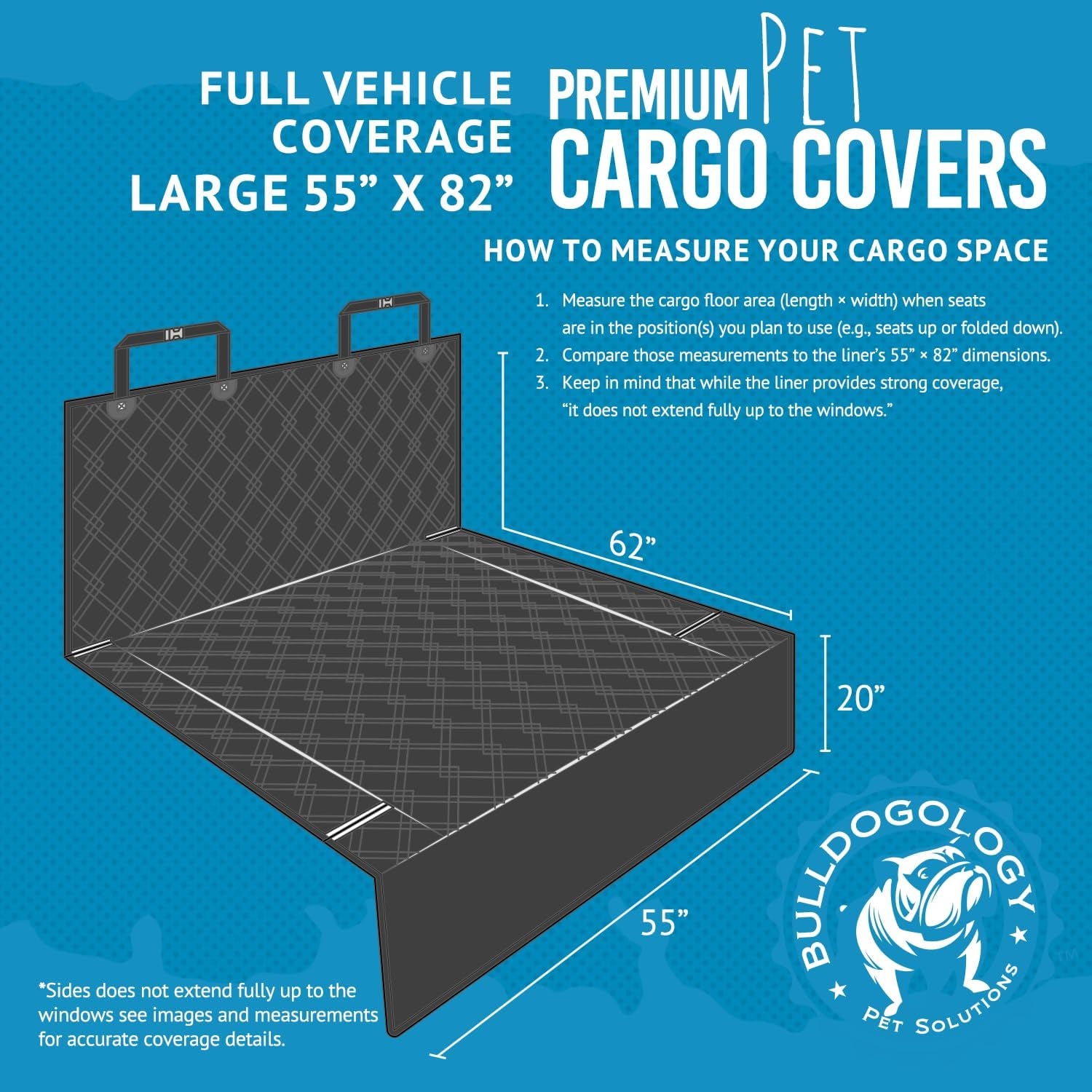 Bulldogology Heavy-Duty Waterproof Dog Cargo Liner for SUVs and Vans - 55" x 82" Nonslip Trunk Protector Mat (Large, Black)